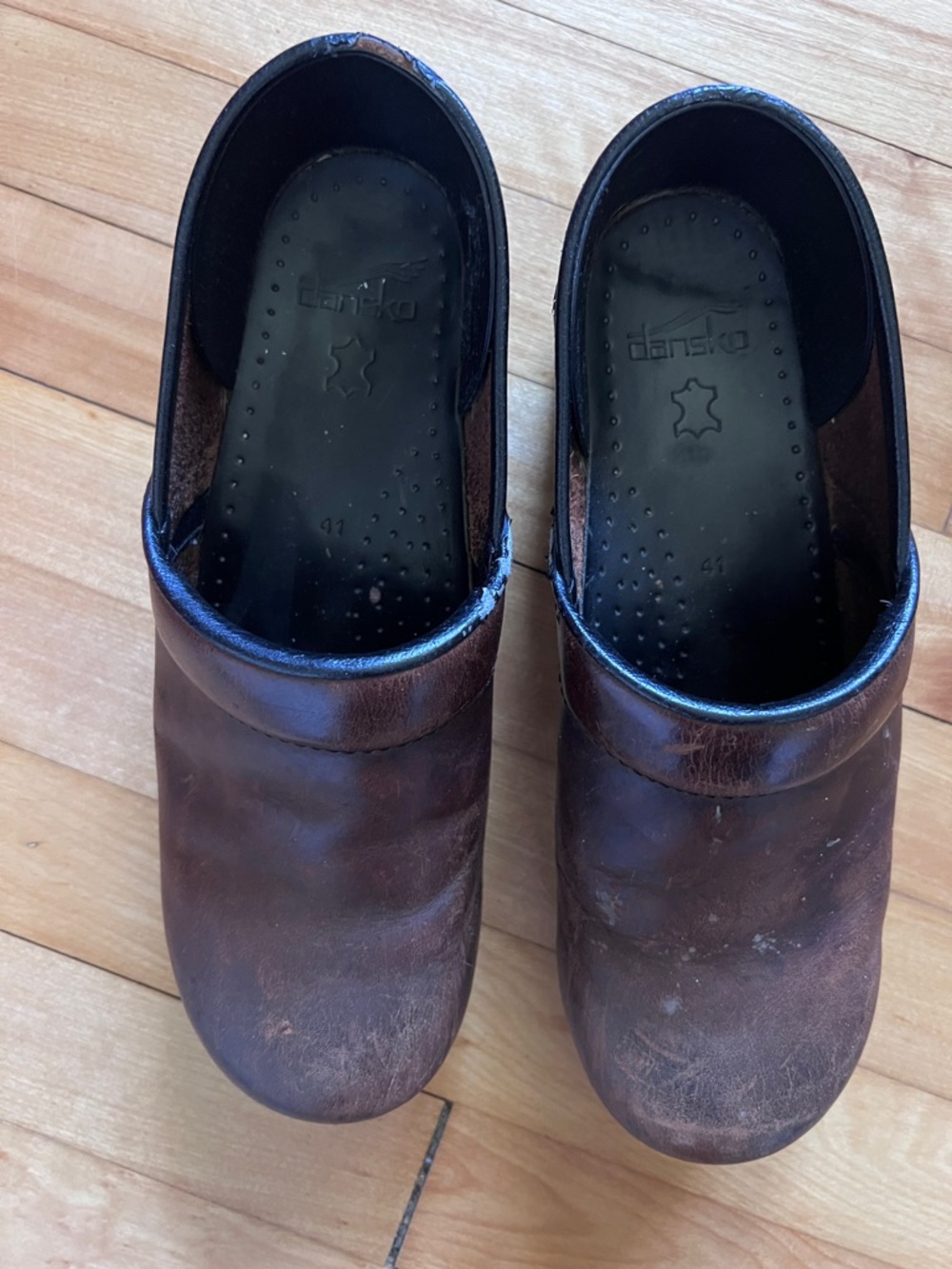 Dansko Women’s Dark Brown Leather Slip-On Clogs